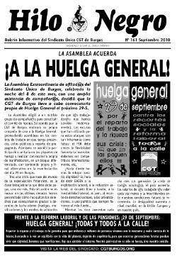 Hilo Negro 161. SEPTIEMBRE 2010. ESPECIAL HUELGA GENERAL