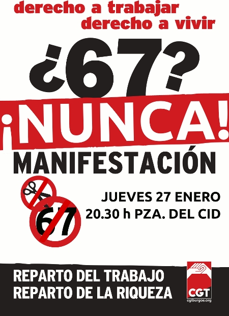 27 DE ENERO – MANIFESTACION CONTRA LA JUBILACIÓN A LOS 67 AÑOS