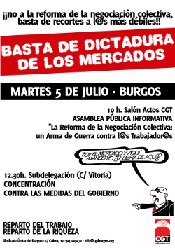 Martes 5 de julio: BASTA DE DICTADURA DE LOS MERCADOS