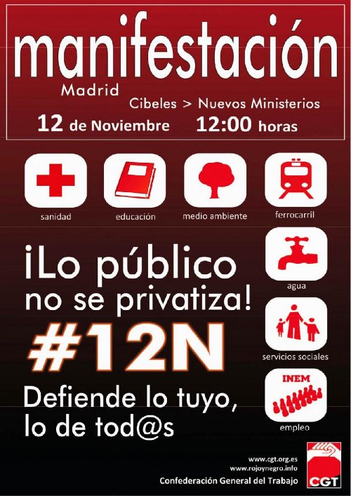 #12N: EN DEFENSA DE LOS SERVICIOS PÚBLICOS, CONTRA LOS RECORTES SOCIALES