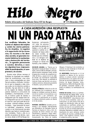 Hilo Negro 175. DICIEMBRE 2011. A CADA AGRESIÓN UNA RESPUESTA NI UN PASO ATRÁS