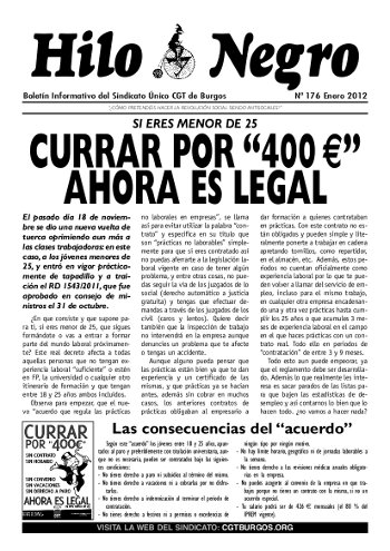 Hilo Negro 176. ENERO 2012. CURRAR POR “400 €” AHORA ES LEGAL