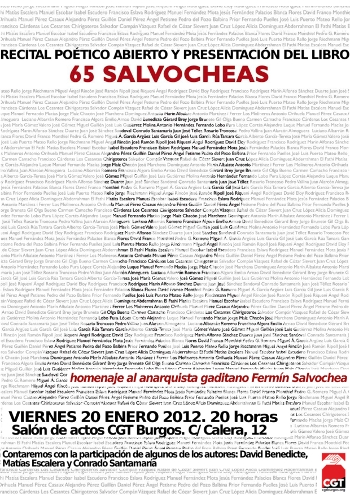 Viernes 20: Recital poético y presentación del libro 65 Salvocheas