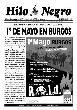 HILO NEGRO 179. ABRIL 2012. 1º DE MAYO EN BURGOS