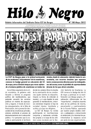 HILO NEGRO 180. MAYO 2012. DEFENDAMOS LA PÚBLICA: DE TOD@S, PARA TOD@S