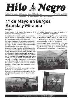 HILO NEGRO 190. MAYO 2013. 1º de Mayo en Burgos, Aranda y Miranda