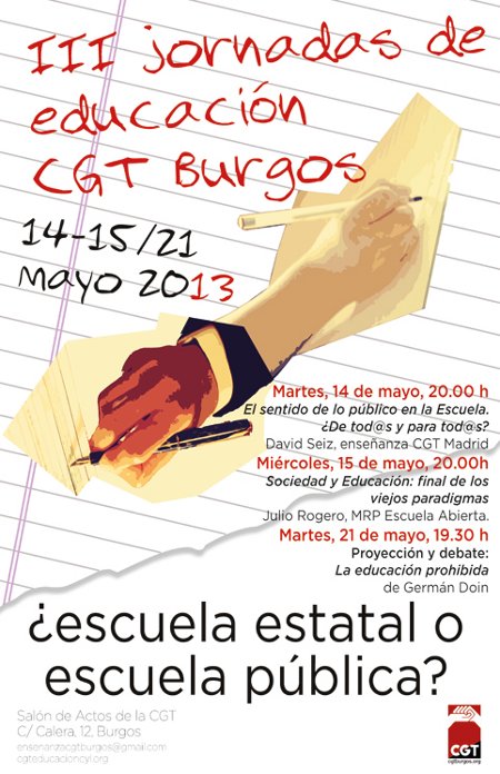 III Jornadas de Educación CGT Burgos: ¿escuela estatal o escuela pública?