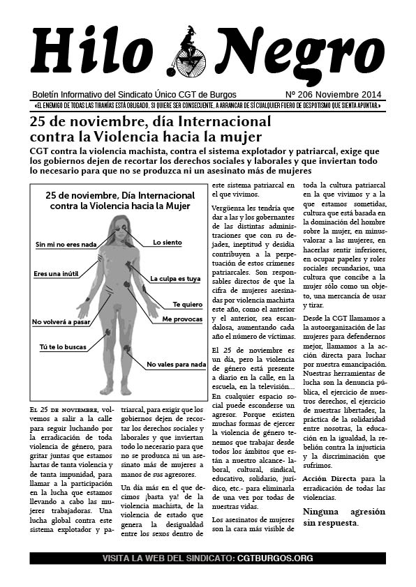 HILO NEGRO 206. 25 de noviembre, día Internacional contra la Violencia hacia la mujer