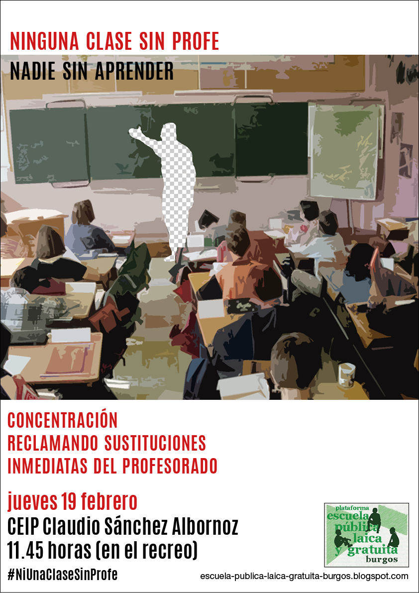 Plataforma Escuela Pública: concentración jueves 19 en el CEIP Claudio Sánchez Albornoz