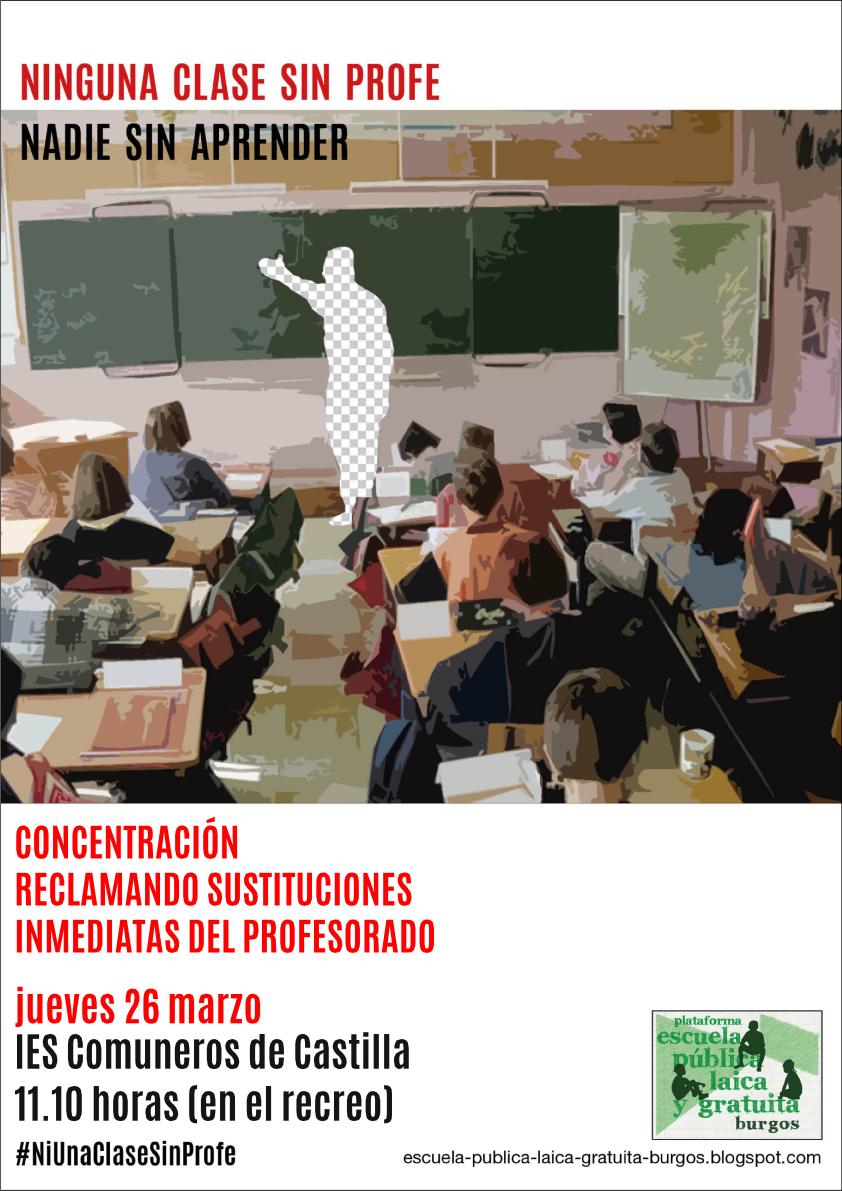 Jueves 26: concentración frente al IES Comuneros de Castilla, exigiendo sustituciones