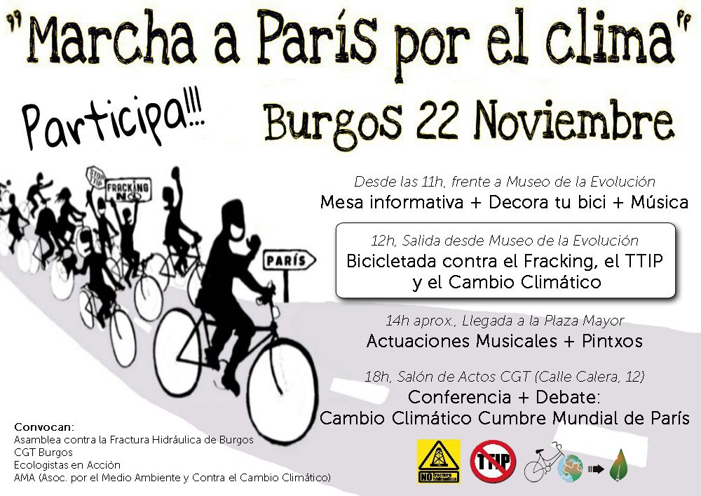 La marcha que pedirá soluciones al cambio climático en Paris llega el día 21 a  Burgos