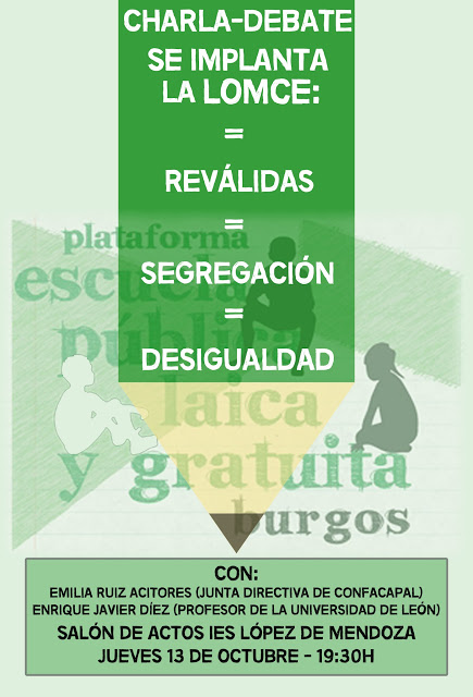 Charla – debate: «Se implanta la LOMCE: reválidas = segregación = desigualdad»