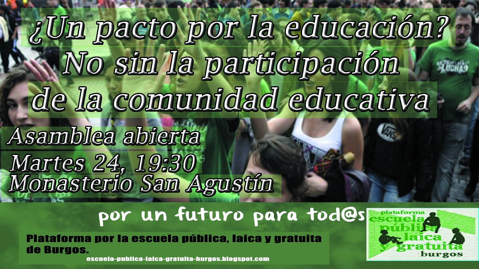 Asamblea: «¿Un pacto por la educación? No sin la participación de la comunidad educativa»