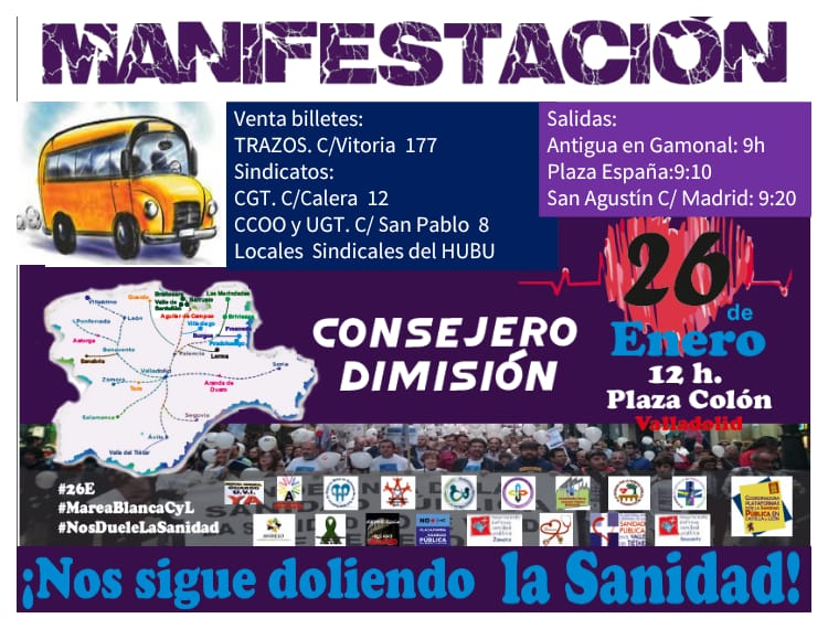 ¡Nos sigue doliendo la sanidad!: 26 de enero, manifestación en Valladolid