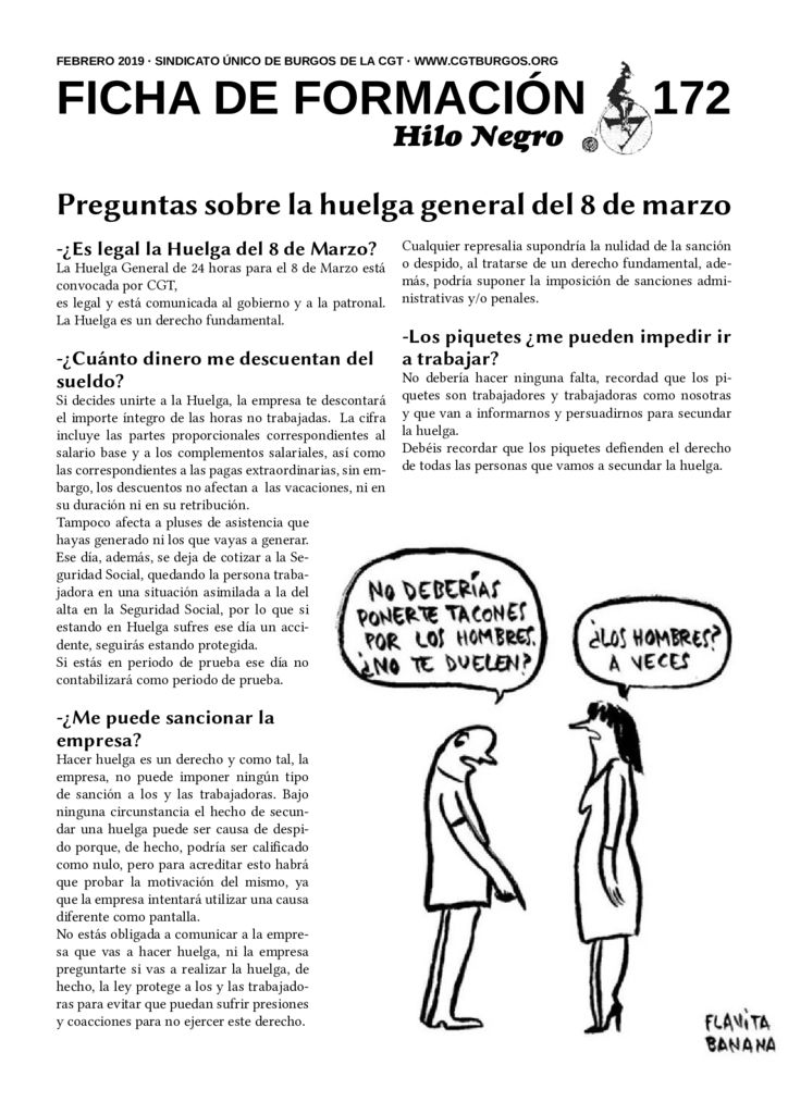 Ficha 172. Preguntas sobre la huelga general del 8 de marzo