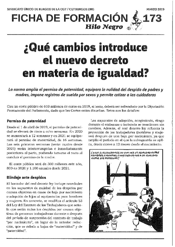 Ficha 173. ¿Qué cambios introduce el nuevo decreto en materia de igualdad?