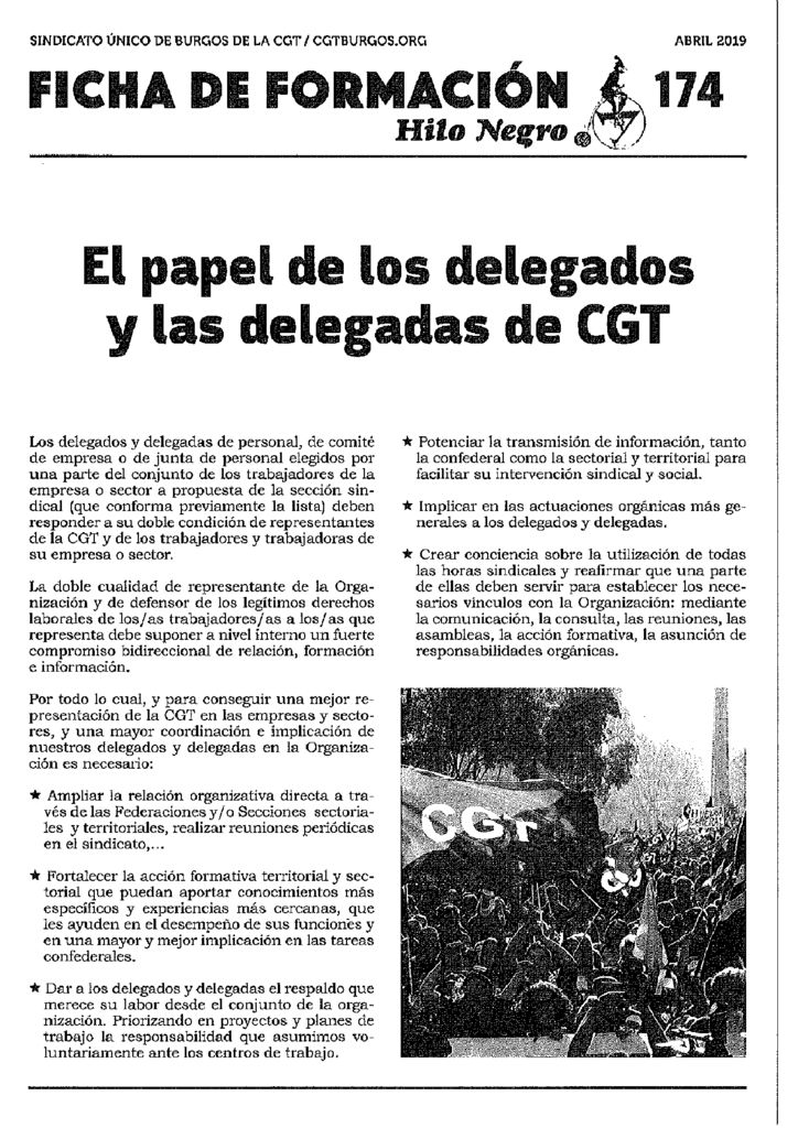 Ficha 174. El papel de los delegados y delegadas en CGT