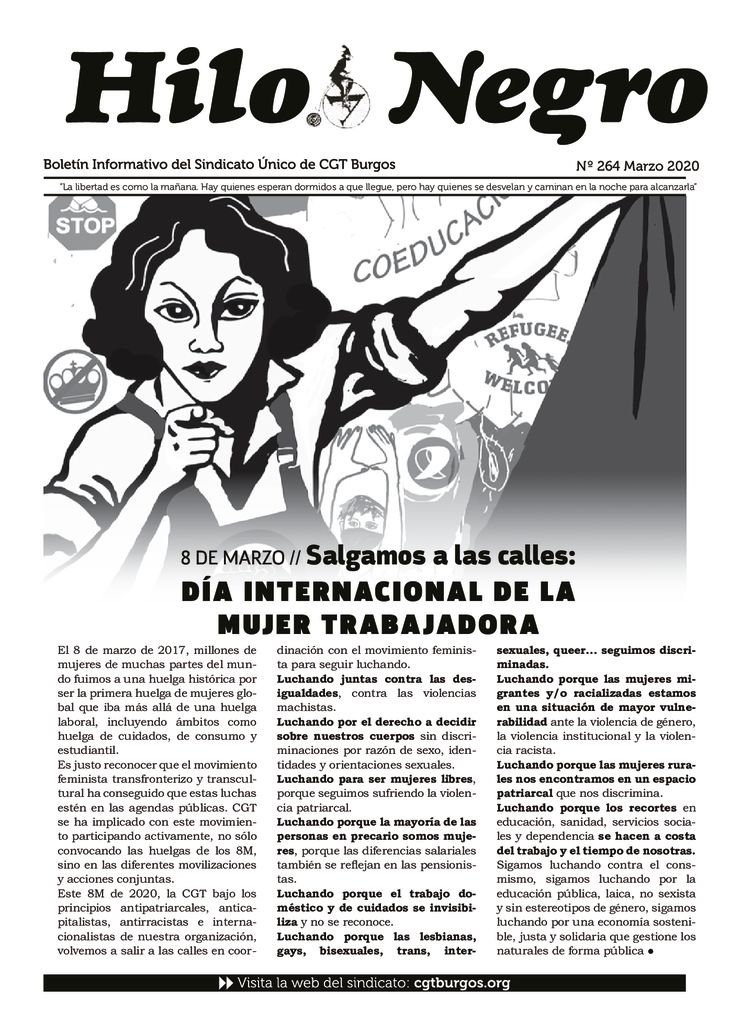 Hilo Negro 264, marzo 2020 «Día Internacional de la Mujer Trabajadora»