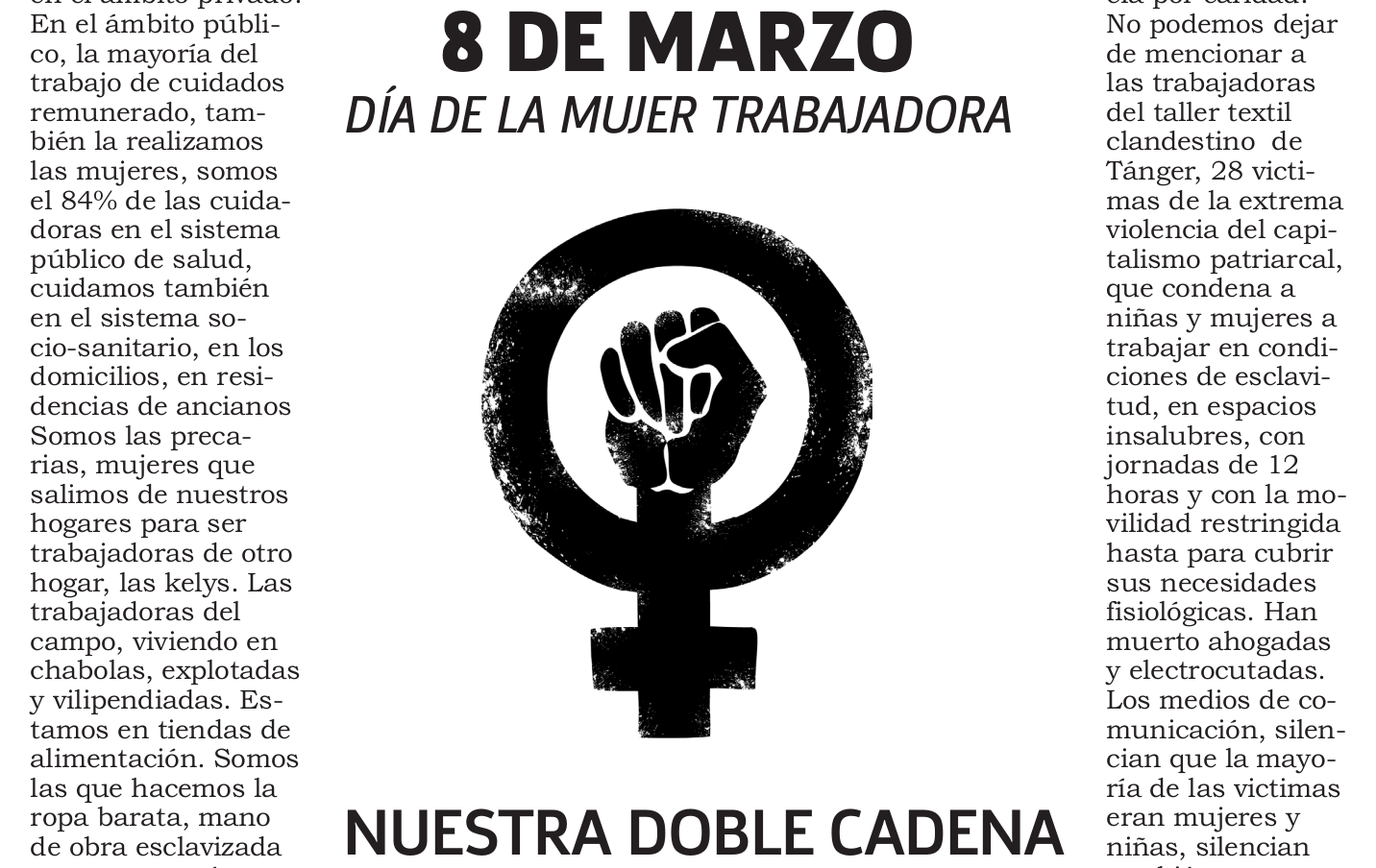 Hilo Negro 274 – Febrero 2021: «8 de marzo // Día de la mujer trabajadora»